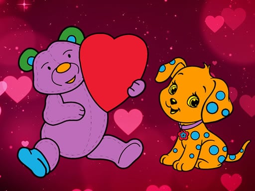 Valentine Pets Coloring Book