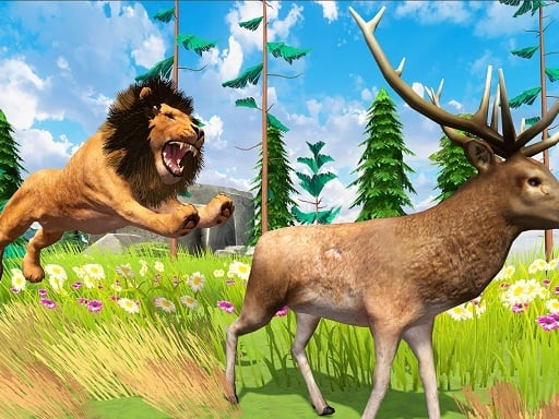 image Realistic Lion Hunting Animal 2024