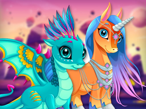 Play Cute Unicorns And Dragons Puzzle Online
