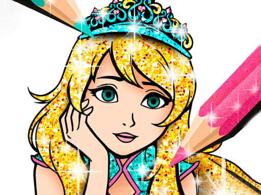 Princess Coloring Book Glitter Online Girls Games on NaptechGames.com