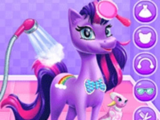 Magical Unicorn Grooming World - Pony Care Online Girls Games on NaptechGames.com