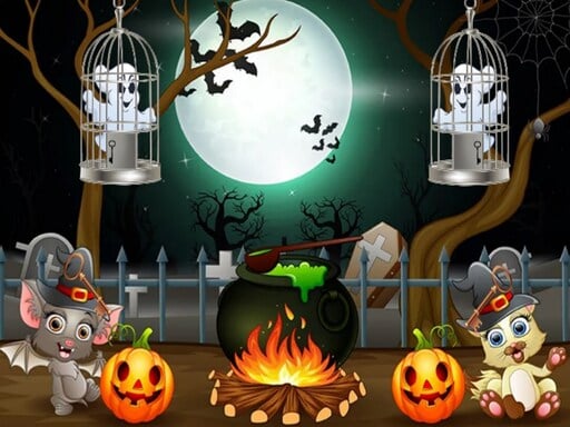 Halloween Twin Ghosts Rescue Online Puzzle Games on NaptechGames.com