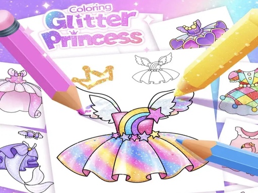 Princess Coloring Glitter For Girl - Girls
